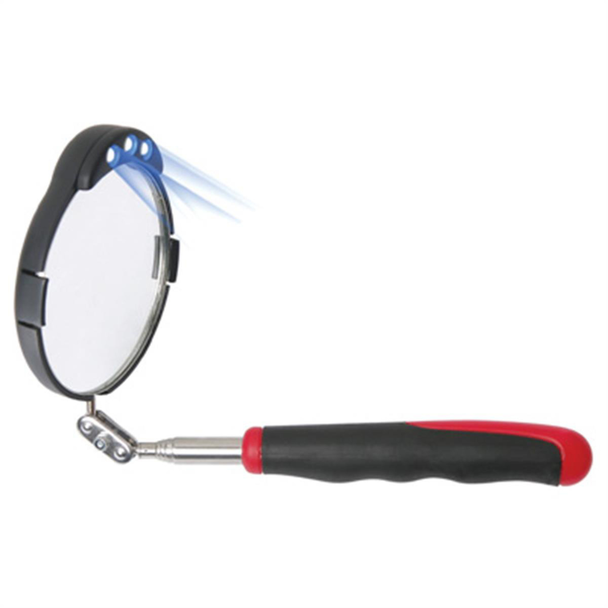 Ullman Devices LED Lighted Inspection Mirror — 3-3/8in., Telescoping Stainless Steel Handle, Cushion Grip, Model# ULLHTS-2LT